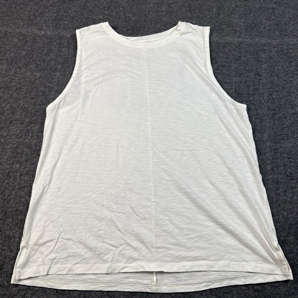 SPANX Muscle Tee Womens XL White Pima‎ Cotton Tank Top Gym Yoga Fitness Running